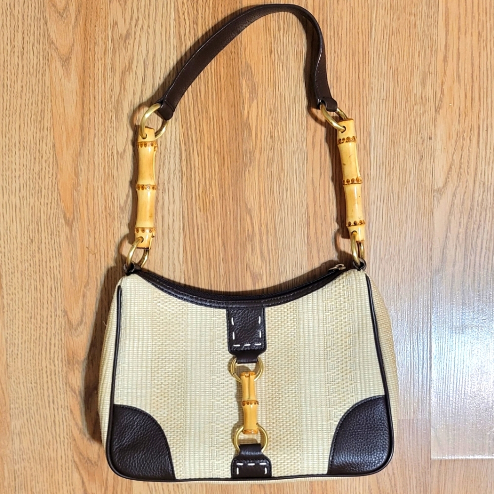 kate landry cream bamboo shoulder bag